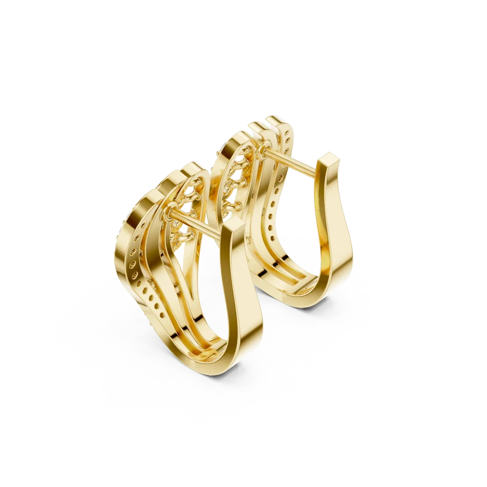 Luminary Round Brilliant Pavé-Set Architectural Hoop Earrings - Image 3