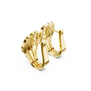 Luminary Round Brilliant Pavé-Set Architectural Hoop Earrings - Image 3