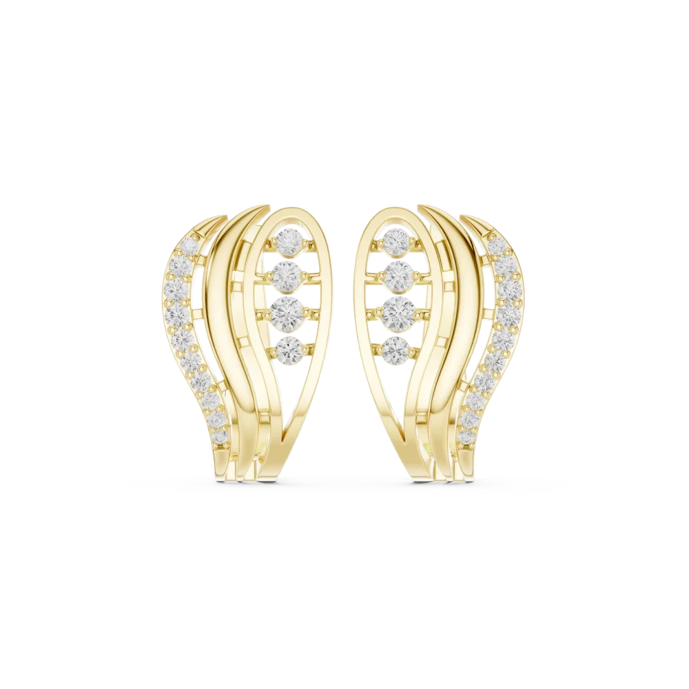 Luminary Round Brilliant Pavé-Set Architectural Hoop Earrings - Image 2
