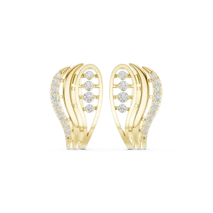 Luminary Round Brilliant Pavé-Set Architectural Hoop Earrings - Image 2