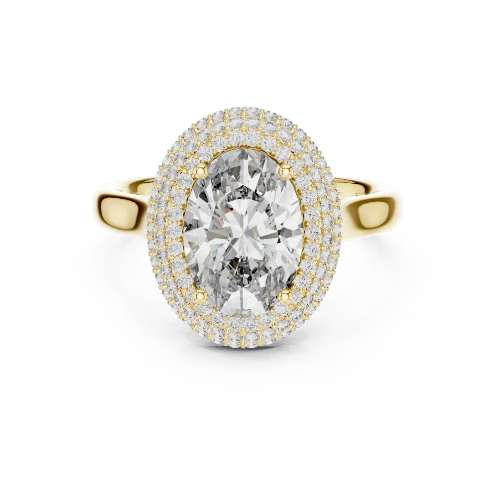 Luminary Oval Pavé-Set Double Halo Statement Ring - Image 2
