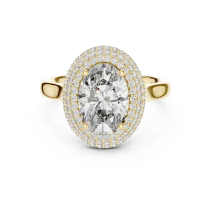 Luminary Oval Pavé-Set Double Halo Statement Ring - Image 2