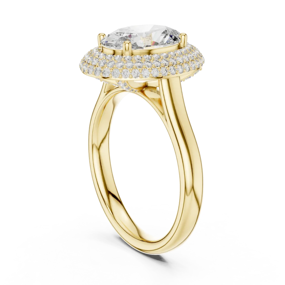 Luminary Oval Pavé-Set Double Halo Statement Ring - Image 3