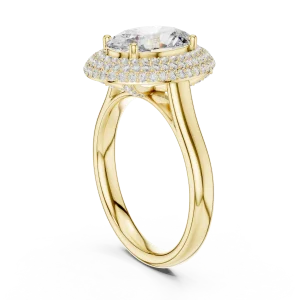 Luminary Oval Pavé-Set Double Halo Statement Ring - Image 3