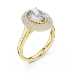 Luminary Oval Pavé-Set Double Halo Statement Ring