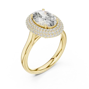 Luminary Oval Pavé-Set Double Halo Statement Ring