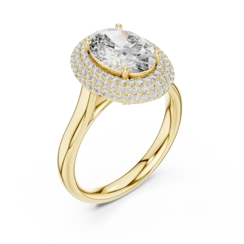 Luminary Oval Pavé-Set Double Halo Statement Ring
