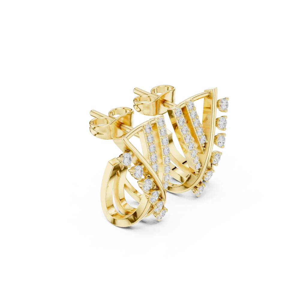 Discover the bold elegance of our architectural round lab-grown diamond stud earrings. A modern classic for your collection. Shop the luxury look.