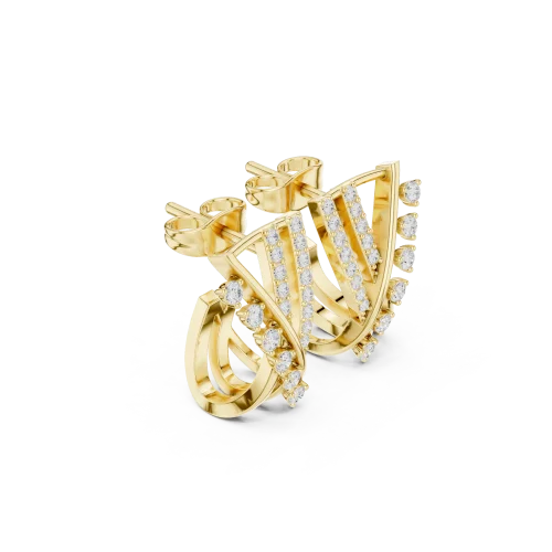 Symmetry Radiant Round Pavé-Set Architectural Stud Earrings