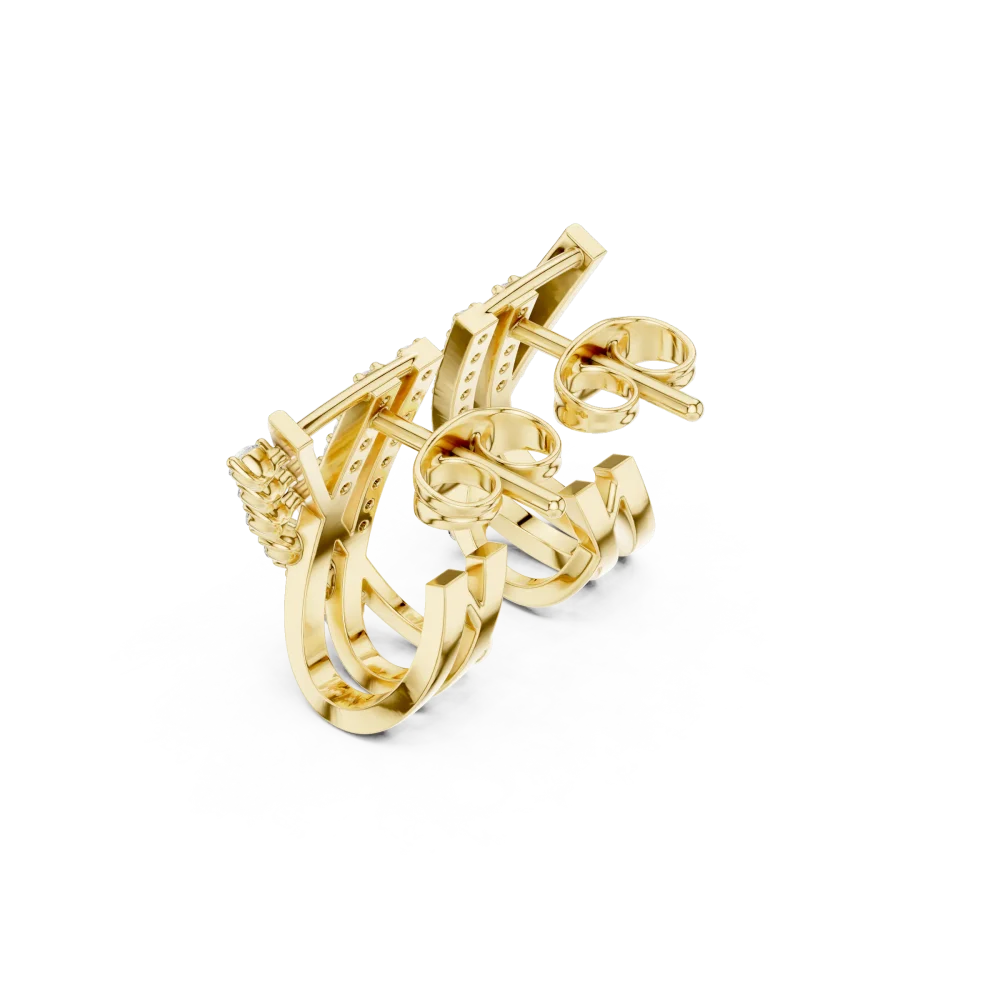 Symmetry Radiant Round Pavé-Set Architectural Stud Earrings - Image 3