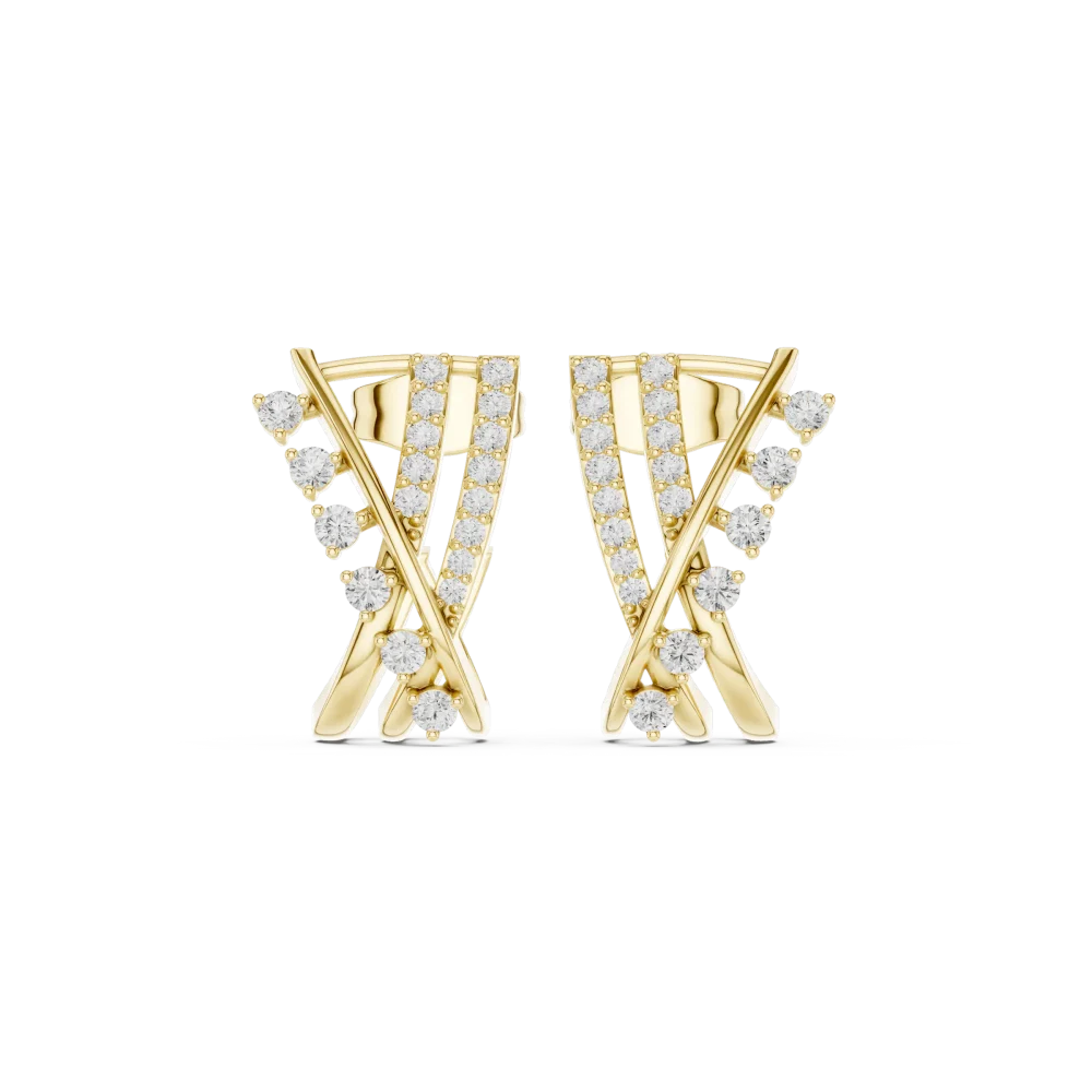 Symmetry Radiant Round Pavé-Set Architectural Stud Earrings - Image 2