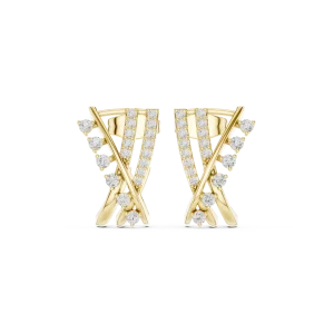Symmetry Radiant Round Pavé-Set Architectural Stud Earrings - Image 2