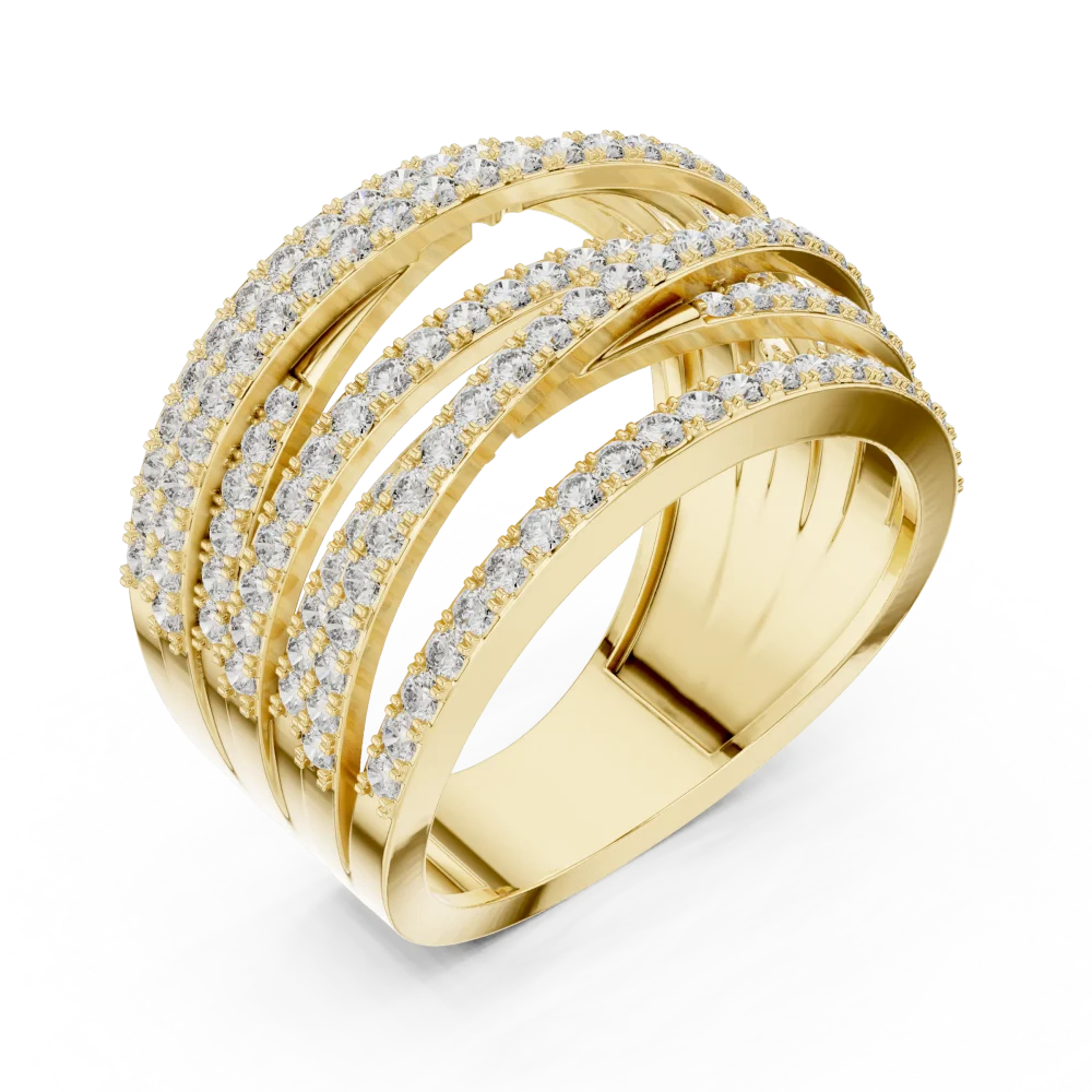Discover the radiant allure of this modern crisscross band, featuring brilliant-cut DIAMEUR lab-grown diamonds. Shop this sustainable luxury piece.