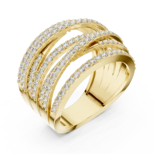 Ethereal Luminary Round Brilliant Pavé-Set Crisscross Band