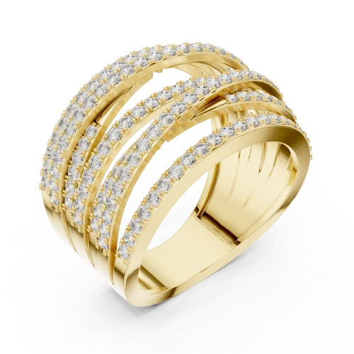Ethereal Luminary Round Brilliant Pavé-Set Crisscross Band