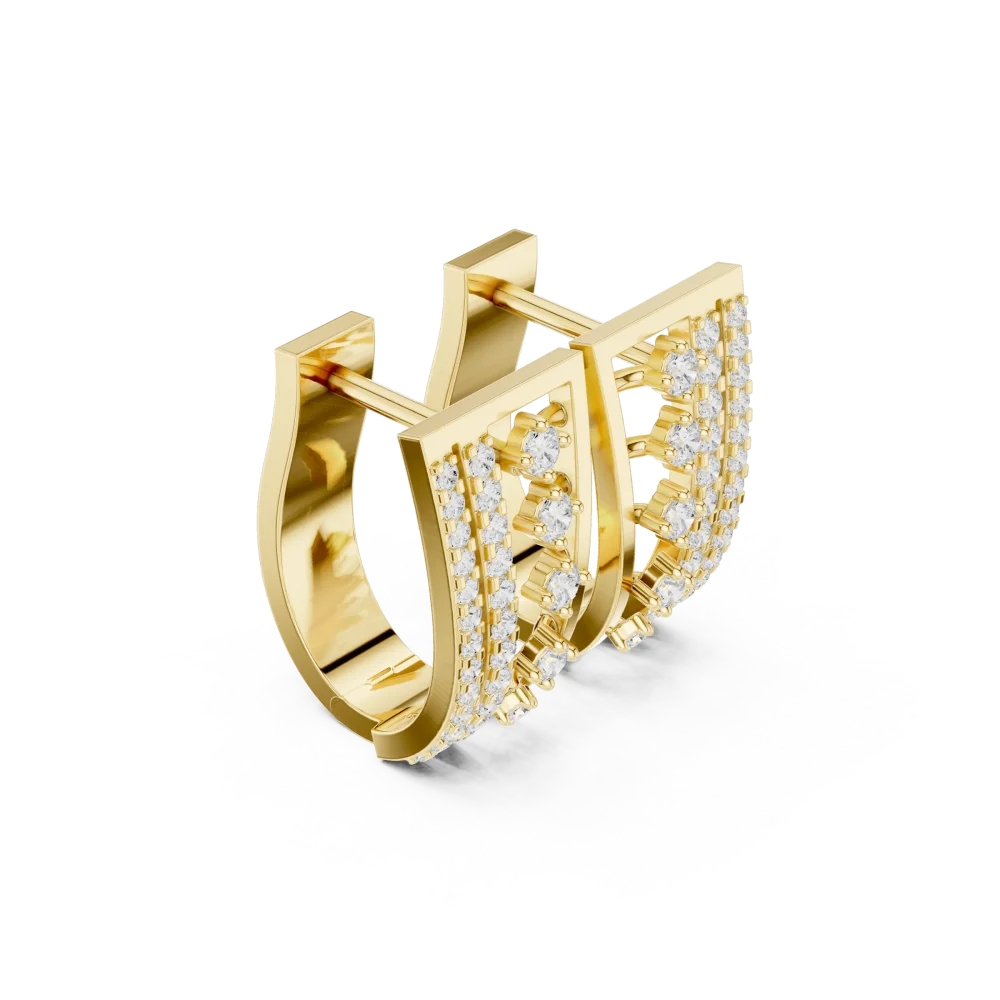 Embrace modern elegance with these architectural hoop earrings, featuring brilliant DIAMEUR lab-grown diamonds. Elevate your style and shop now.