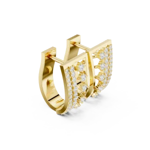 Luminary Round Pavé-Set Architectural Hoop Earrings