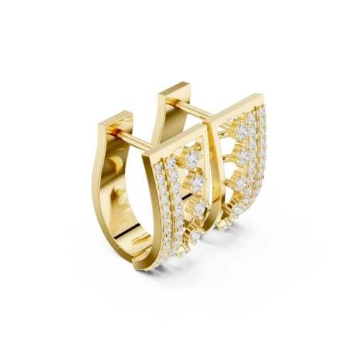 Luminary Round Pavé-Set Architectural Hoop Earrings