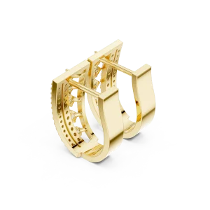 Luminary Round Pavé-Set Architectural Hoop Earrings - Image 3