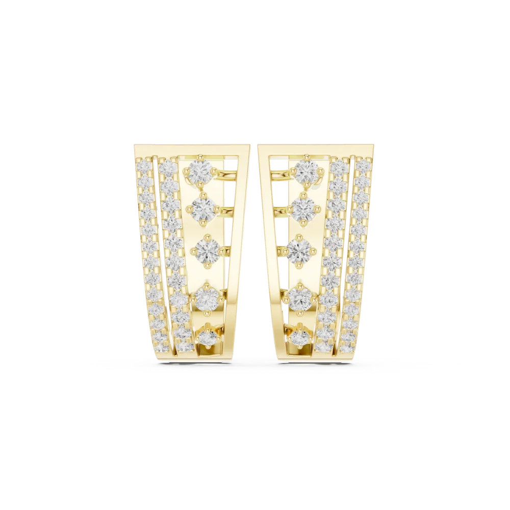Luminary Round Pavé-Set Architectural Hoop Earrings - Image 2