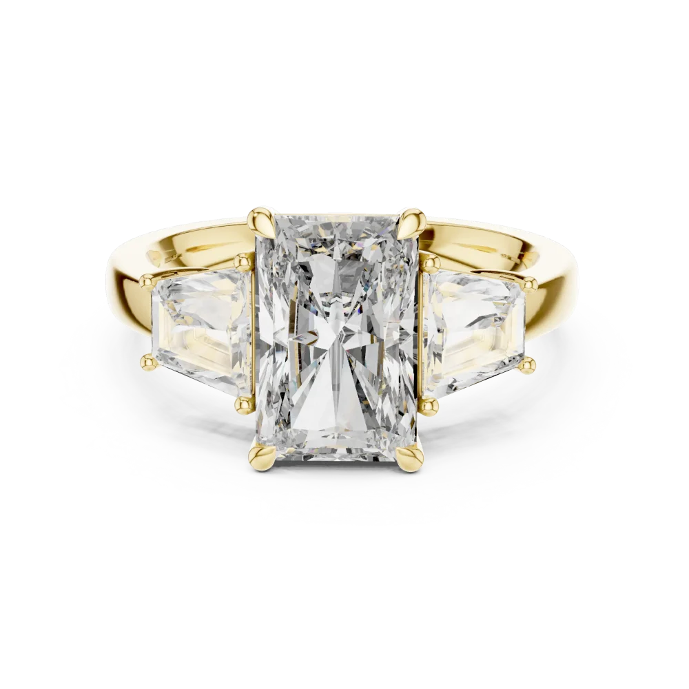 Luminary Radiant and Trapezoid Three-Stone Archival Ring - Image 2