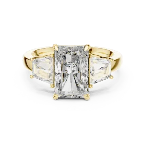 Luminary Radiant and Trapezoid Three-Stone Archival Ring - Image 2