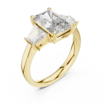 Luminary Radiant and Trapezoid Three-Stone Archival Ring
