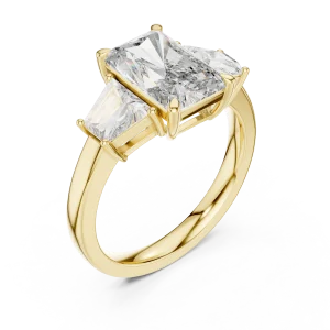 Luminary Radiant and Trapezoid Three-Stone Archival Ring