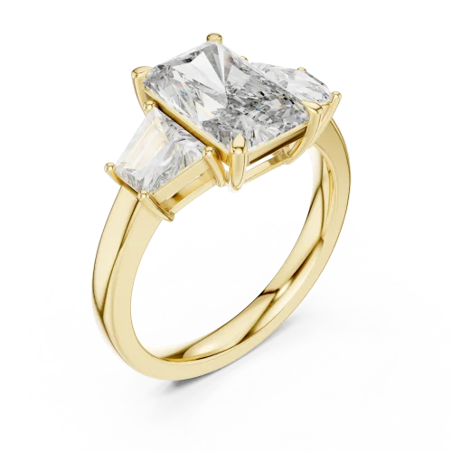 Luminary Radiant and Trapezoid Three-Stone Archival Ring