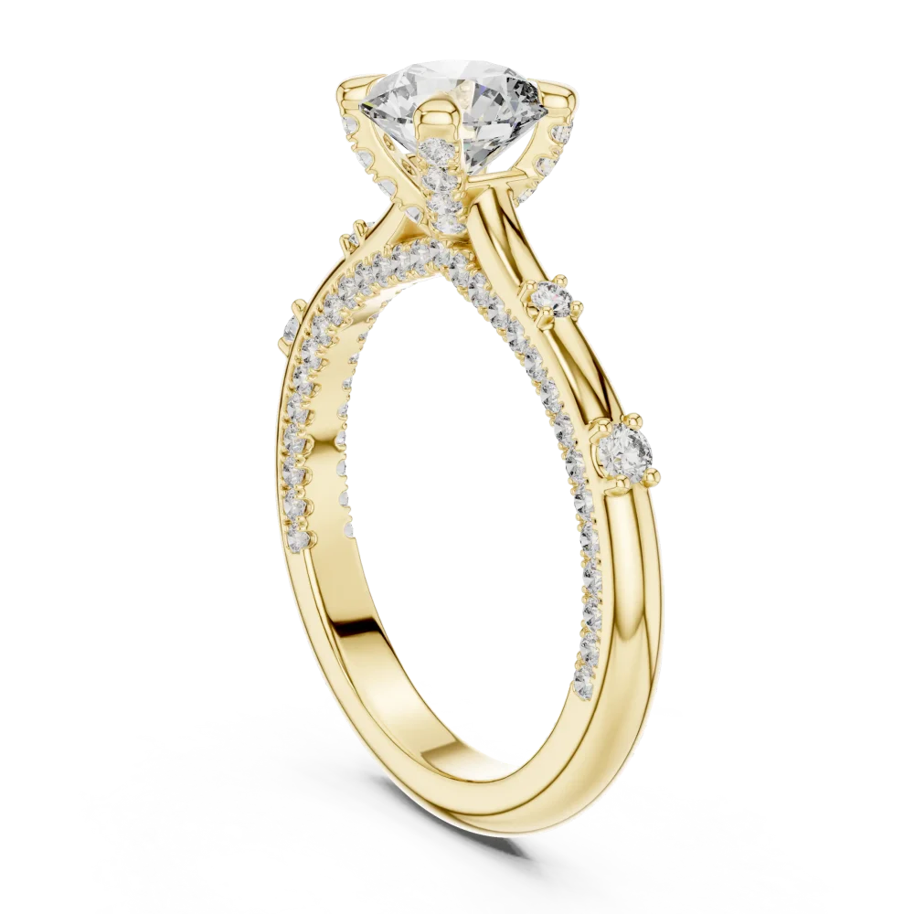 Luminary Round Brilliant Pavé-Set Solitaire Engagement Ring - Image 3