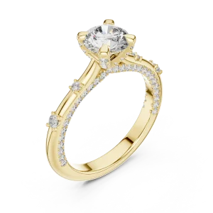 Luminary Round Brilliant Pavé-Set Solitaire Engagement Ring
