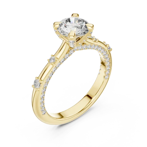 Luminary Round Brilliant Pavé-Set Solitaire Engagement Ring