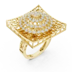 Geometric Round Brilliant Architectural Statement Cocktail Ring