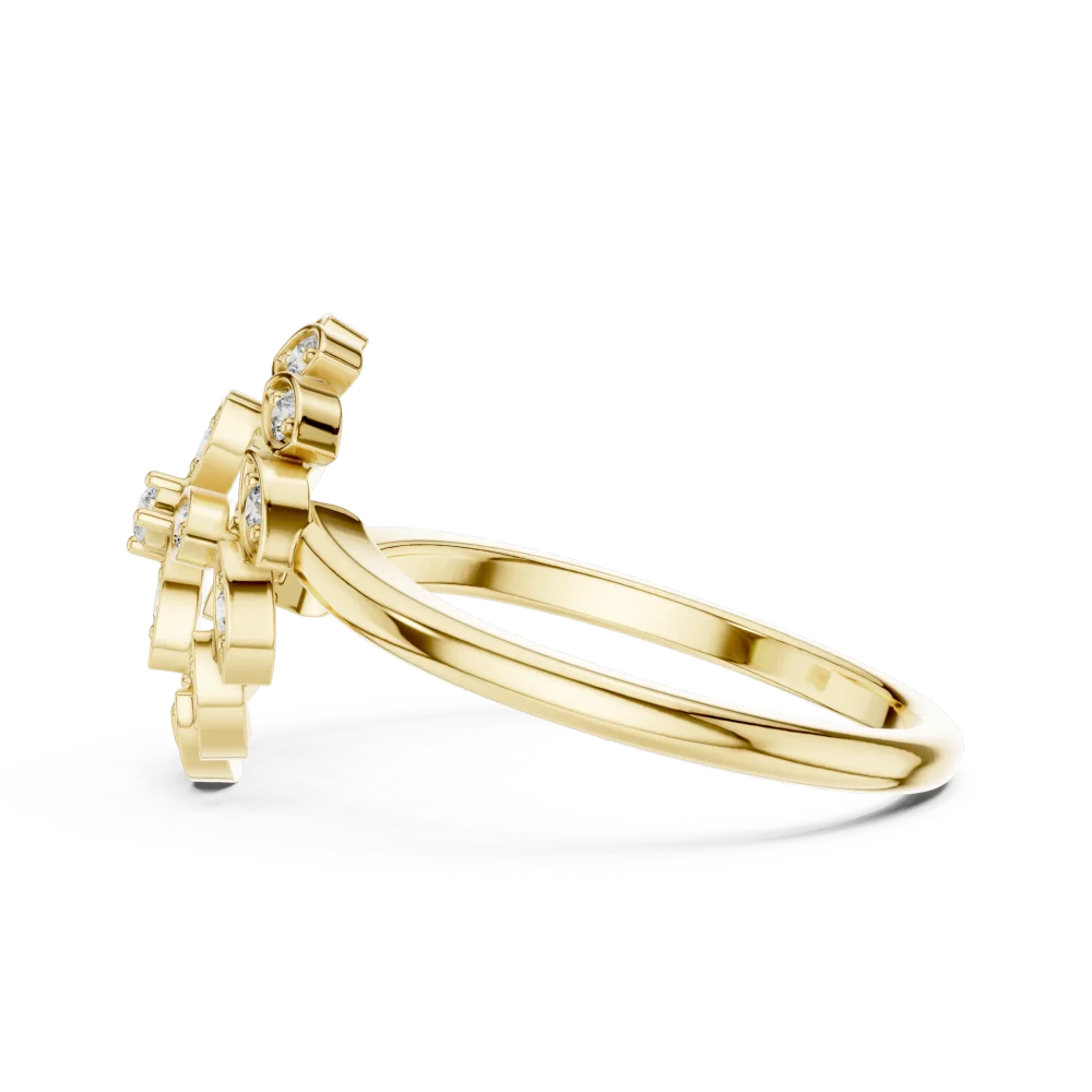 Ethereal Round Brilliant Floral Motif Cocktail Ring - Image 4