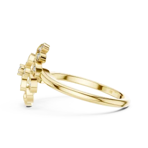Ethereal Round Brilliant Floral Motif Cocktail Ring - Image 4