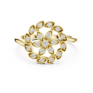 Ethereal Round Brilliant Floral Motif Cocktail Ring - Image 2