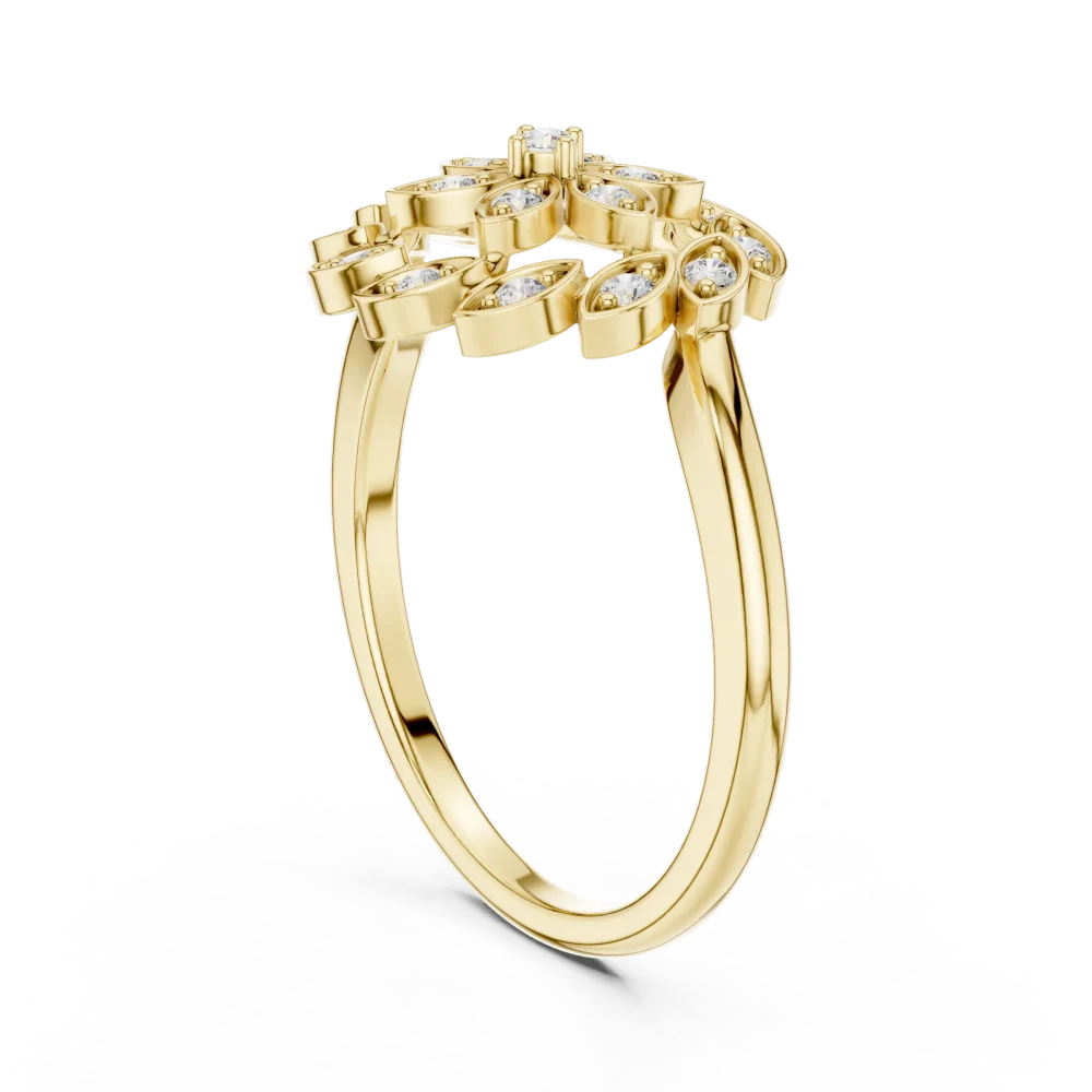 Ethereal Round Brilliant Floral Motif Cocktail Ring - Image 3