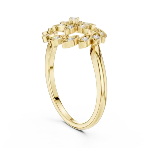 Ethereal Round Brilliant Floral Motif Cocktail Ring - Image 3
