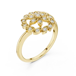 Ethereal Round Brilliant Floral Motif Cocktail Ring
