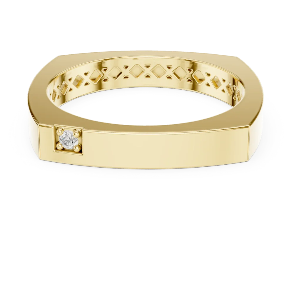 Architectural Round Brilliant Solitaire Minimalist Band - Image 2