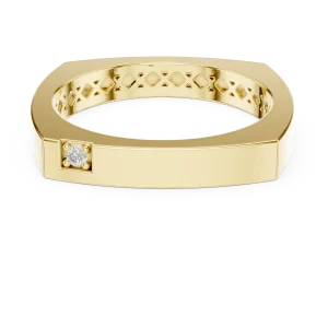 Architectural Round Brilliant Solitaire Minimalist Band - Image 2