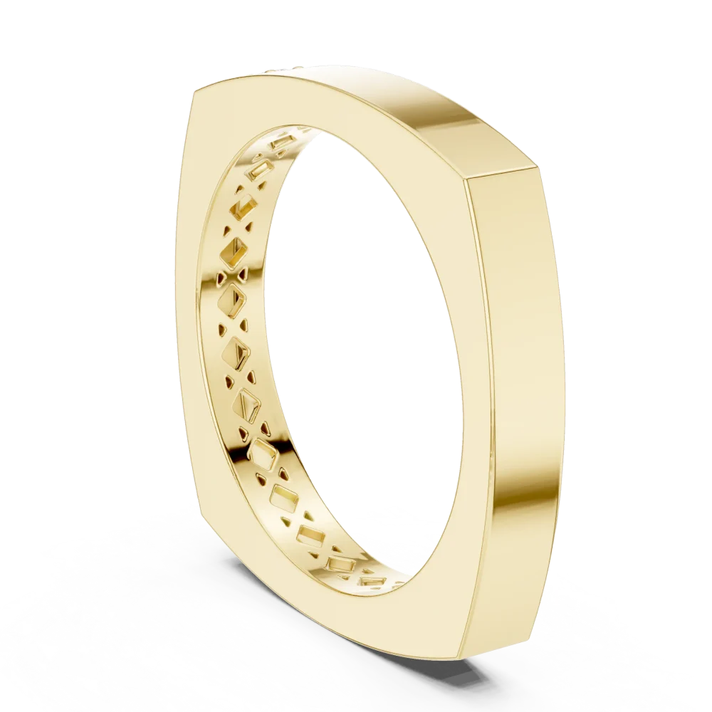 Architectural Round Brilliant Solitaire Minimalist Band - Image 3