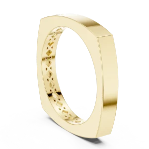Architectural Round Brilliant Solitaire Minimalist Band - Image 3