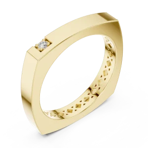 Architectural Round Brilliant Solitaire Minimalist Band