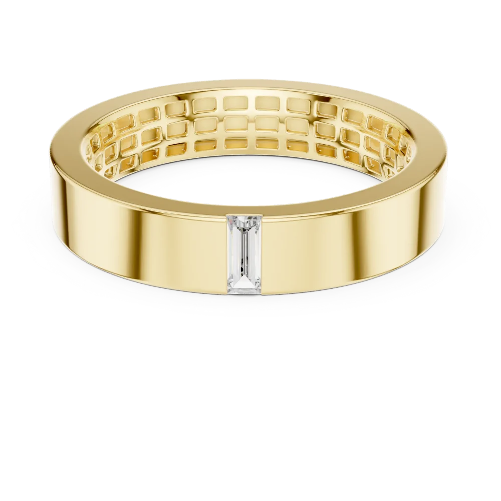 Architectural Baguette Linear Minimalist Solitaire Band - Image 2