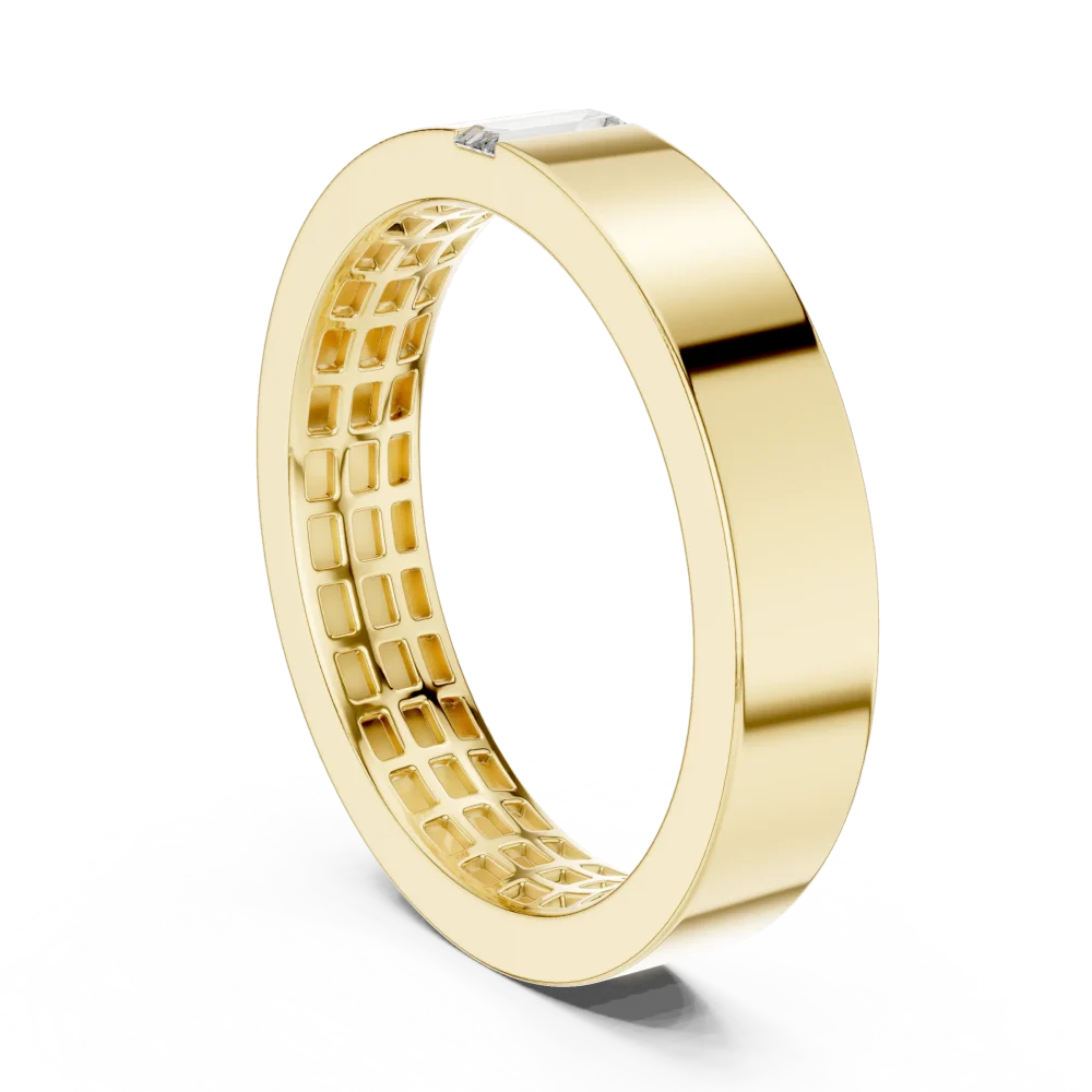 Architectural Baguette Linear Minimalist Solitaire Band - Image 3