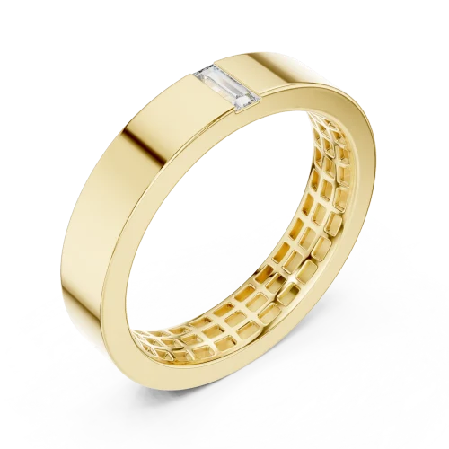 Architectural Baguette Linear Minimalist Solitaire Band