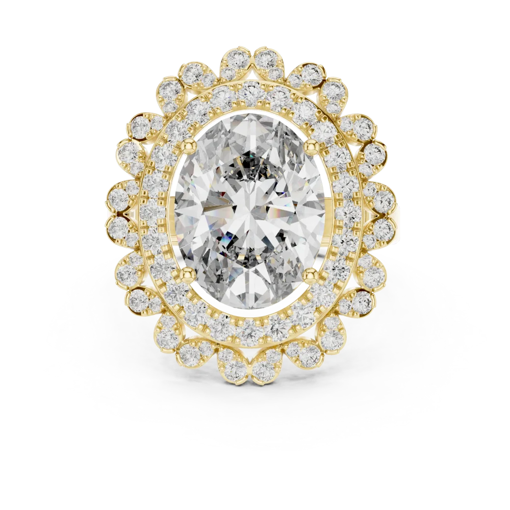 Ethereal Oval Luminary Halo Solitaire Cocktail Ring - Image 2