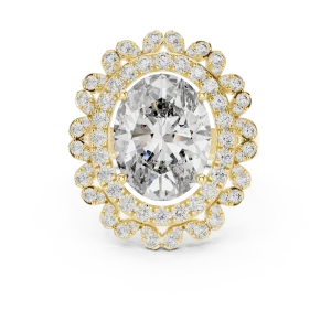 Ethereal Oval Luminary Halo Solitaire Cocktail Ring - Image 2