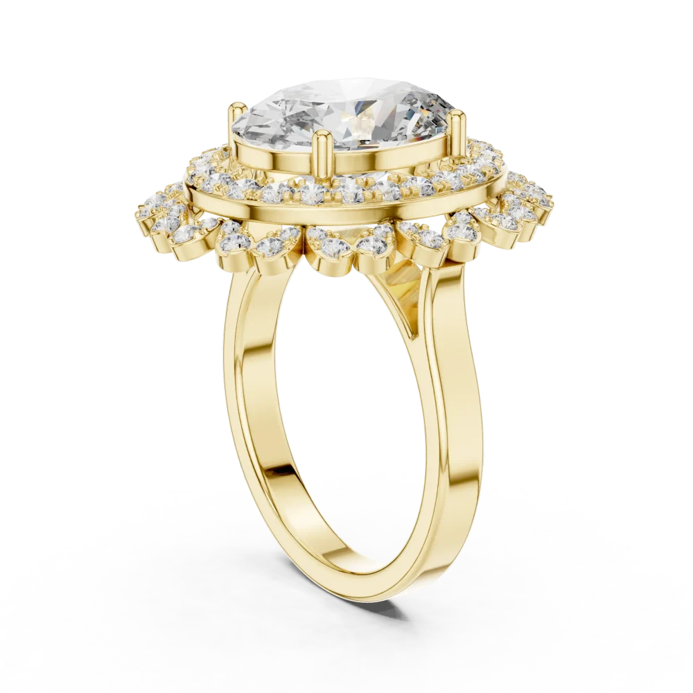 Ethereal Oval Luminary Halo Solitaire Cocktail Ring - Image 3